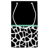 Hübsche Giraffe drucken Minze grün mit Namen Kleine Geschenktüte (Rückseite)