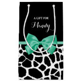 Hübsche Giraffe drucken Minze grün mit Namen Kleine Geschenktüte (Vorderseite)