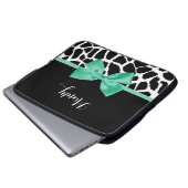 Hübsche Giraffe drucken Minze grün mit Namen Laptopschutzhülle (Vorne Knopf)