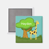 Hübsche Giraffe und Baum Kunst Personalisiert Farb Magnet (Vorderseite/Rückseite)