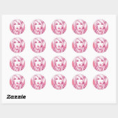 Hübsche Girl Face - Pink Runder Aufkleber (Blatt)