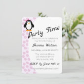 Hübsche Girl Pinguin Geburtstagsparty Einladung (Stehend Vorderseite)