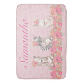 Hübsche Girls Rosa Blumenwaldkreaturen Badematte (Vorderseite Vertikal)