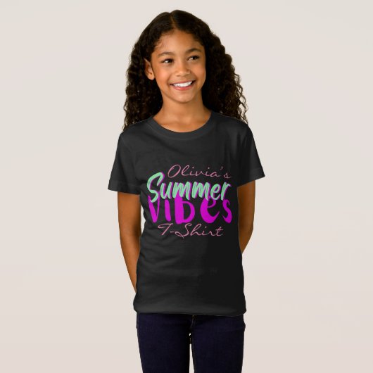 Hübsche Girl's Text Summer Vibes T-Shirt (Vorne ganz)