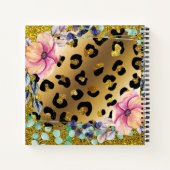 Hübsche Girly Animal Print Gold Glitzer Gezeichnet Notizblock (Rückseite)