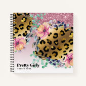 Hübsche Girly Animal Print Gold Glitzer Gezeichnet Notizblock (Vorderseite)