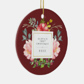 Hübsche Girly Blume Baby's First Christmas Keramik Ornament (Rechts)