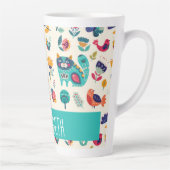 Hübsche Girly Cats Folk Art Add NAME Milchtasse (Rechts)