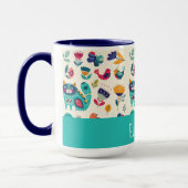 Hübsche Girly Cats Folk Art Add NAME Tasse (Links)
