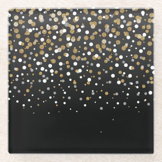 Hübsche Girly Gold Glitzer Dots Illustration Glasuntersetzer (Vorderseite)
