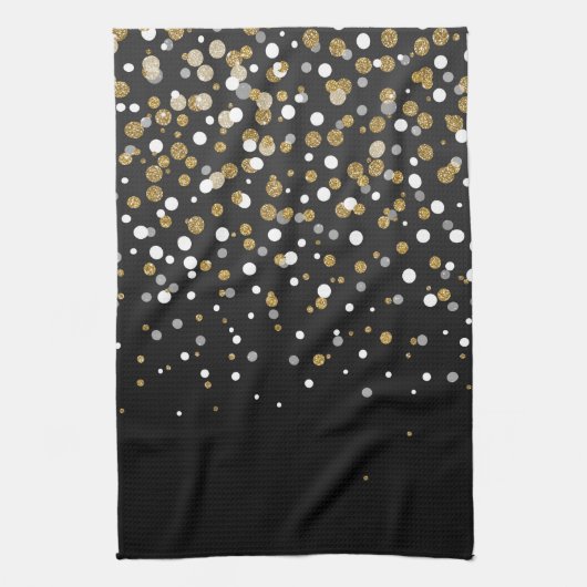 Hübsche Girly Gold Glitzer Dots Illustration Handtuch (Vertikal)