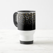 Hübsche Girly Gold Glitzer Dots Illustration Reisebecher (Vorderseite Links)