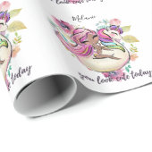 Hübsche Girly IHR SEHEN NIEDLICHEN HEUTE Einhorn R Geschenkpapier (Rolleneckpunkt)