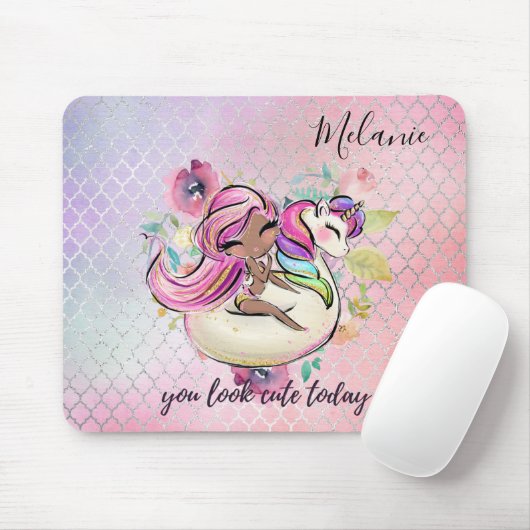 Hübsche Girly IHR SEHEN NIEDLICHEN HEUTE Einhorn R Mousepad (Mit Mouse)
