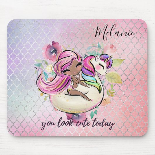 Hübsche Girly IHR SEHEN NIEDLICHEN HEUTE Einhorn R Mousepad (Vorne)