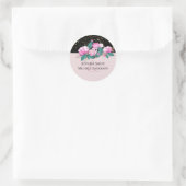 Hübsche Girly Pink Black Runder Aufkleber (Tasche)