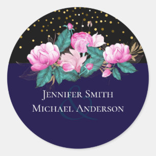 Hübsche Girly Pink Black Runder Aufkleber