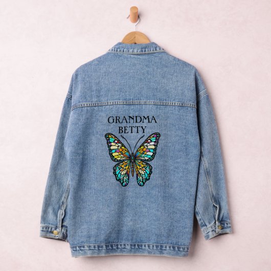 Hübsche Glass Butterfly Personalisiert Jeansjacke (Hangar)