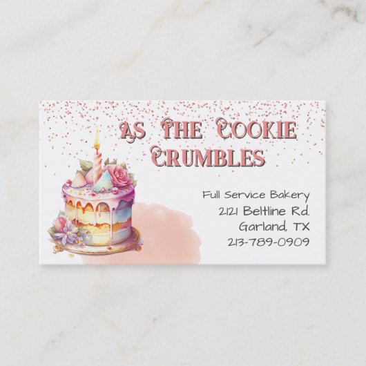 Hübsche Glitzer- und Bäckereikarte für Imitat und  Visitenkarte (Vorderseite)