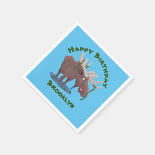 Hübsche, glückliche Elche Cartoon-Illustrationsnac Serviette (Ecke)