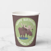 Hübsche glückliche Elche personalisierter Cartoon Pappbecher (Rückseite)