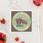 Hübsche glückliche Elche personalisierter Cartoon Serviette (Beispiel)
