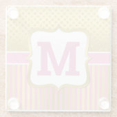 Hübsche Gold-Glitzer-Punkte und rosa Streifen Glasuntersetzer (Rückseite)