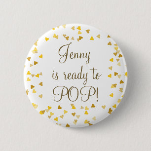 Hübsche Gold-Liebesherzen Ready to Pop Baby Shower Button