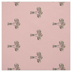 Hübsche Gold Tulips Art Deco Stil rosa Muster Stoff