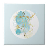 Hübsche Goldballerina Wasserfarbe Abstrakt Fliese (Vorderseite)