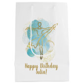 Hübsche Goldballerina Wasserfarbe Personalisiert Mittlere Geschenktüte (Rückseite)