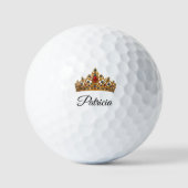 Hübsche goldene Krone und benutzerdefinierter Name Golfball (Vorderseite)