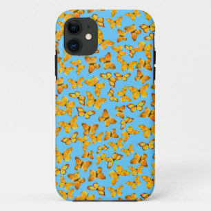 Hübsche goldene Schmetterlinge auf Sky Blue Case-Mate iPhone Hülle
