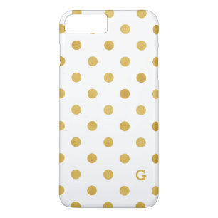 Hübsche goldene und weiße Tupfenmuster-Monogramm Case-Mate iPhone Hülle