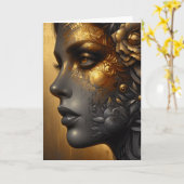 Hübsche Goldfrau | Leer Karte (Gelbe Blume)