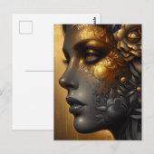 Hübsche Goldfrau | Leer Postkarte (Vorne/Hinten)