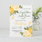 Hübsche Goldgelbe Hochzeitsblumen Einladung (Stehend Vorderseite)