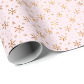 Hübsche Goldschneeflocken Rosa Weihnachten Geschenkpapier (Rolleneckpunkt)