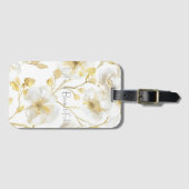 Hübsche Goldweiße Blumen Gepäckanhänger (Vorderseite (Horizontal))