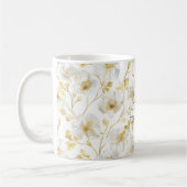 Hübsche Goldweiße Blumen Kaffeetasse (Links)