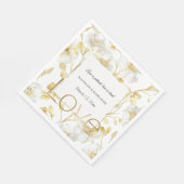 Hübsche Goldweiße Blumen Liebe Hochzeit  Serviette (Ecke)