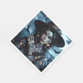 Hübsche Gotische Hexe mit Tattoos-Halloween-Party Serviette (Ecke)