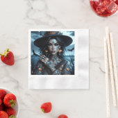 Hübsche Gotische Hexe mit Tattoos-Halloween-Party Serviette (Beispiel)
