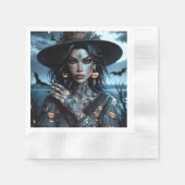 Hübsche Gotische Hexe mit Tattoos-Halloween-Party Serviette (Vorderseite)