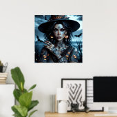 Hübsche gotische Hexe mit Tattoos Halloween Poster (Heimbüro)