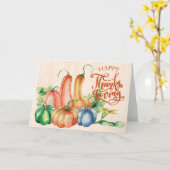 Hübsche Gourds & Pumpkins Frohes Erntedankfest Karte (Gelbe Blume)