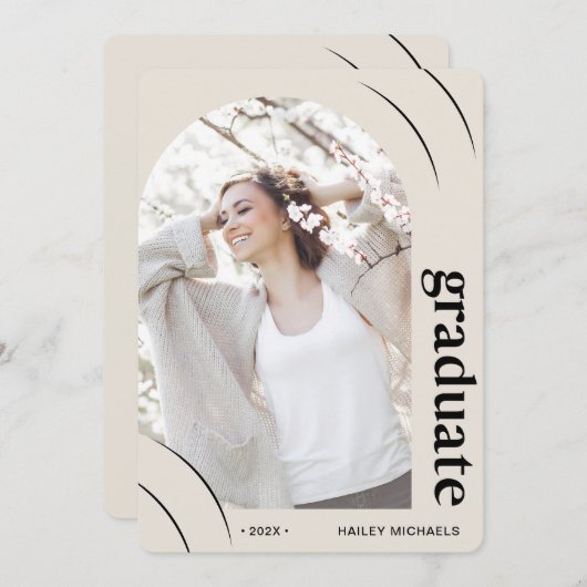 Hübsche Graduierungspartei für Rosa Foto Einladung (Vorne/Hinten)