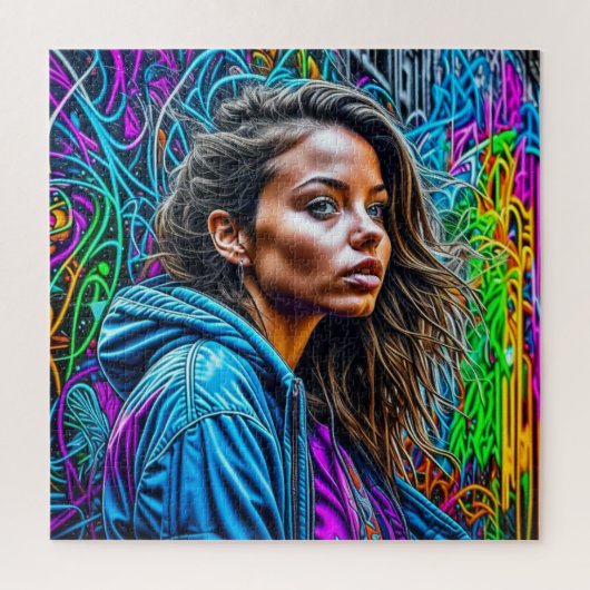 Hübsche Graffiti Street Art Colorful Woman Puzzle (Vertikal)