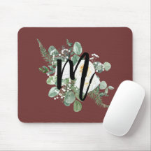 Hübsche graue Blume Monogram Burgundy