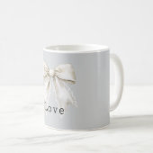 Hübsche graue Kunstspitze mit weißer Schleife Kaffeetasse (VorderseiteRechts)